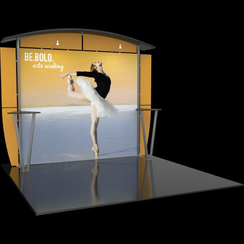 Ten foot inline display with a curved printed backwall
