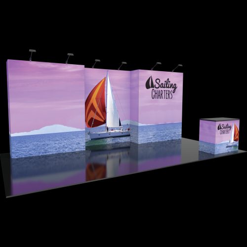 Twenty foot inline display with multiple printed panels