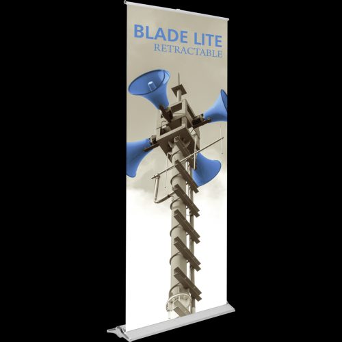 Retractable banner stand with printed graphic